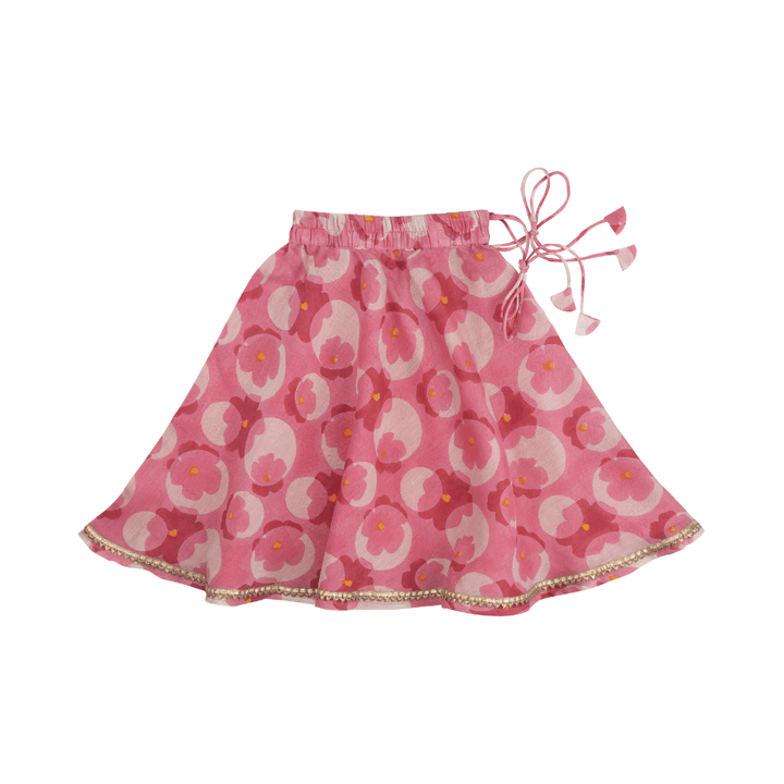 Dulaar Chanderi Lehenga Set | Hand-Block Printed (Gota Work) - Flowering Circles