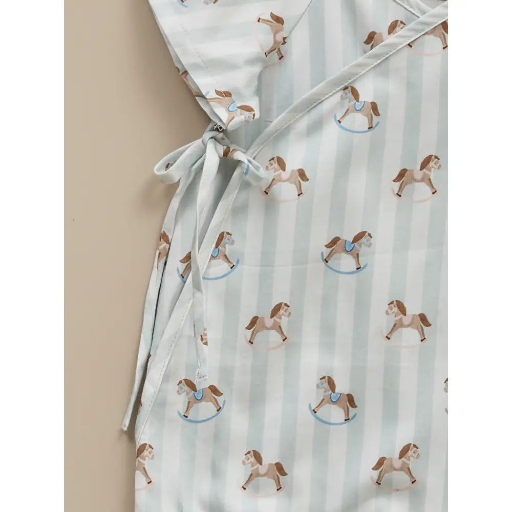 Liz Jacob Baby | Blue Cotton Kimono Romper | Rocking Horse