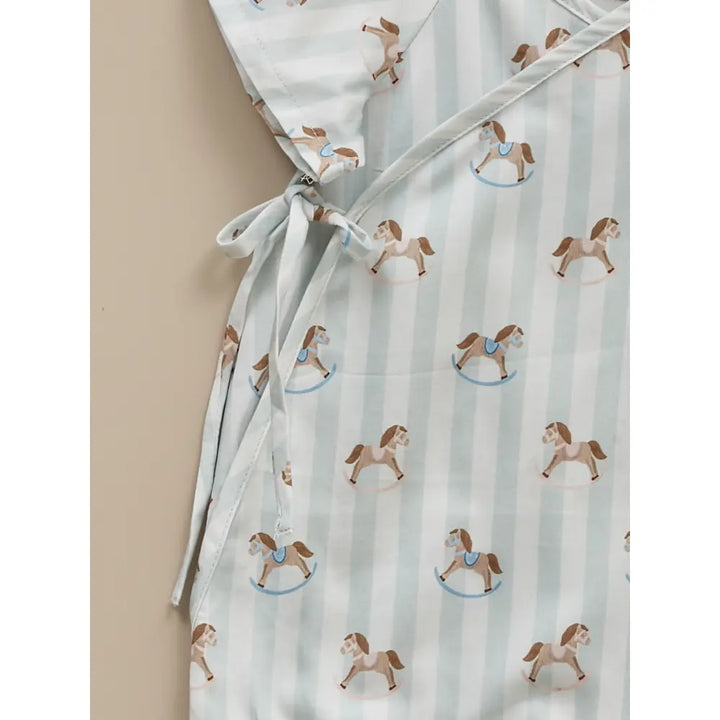 Liz Jacob Baby | Blue Cotton Kimono Romper | Rocking Horse