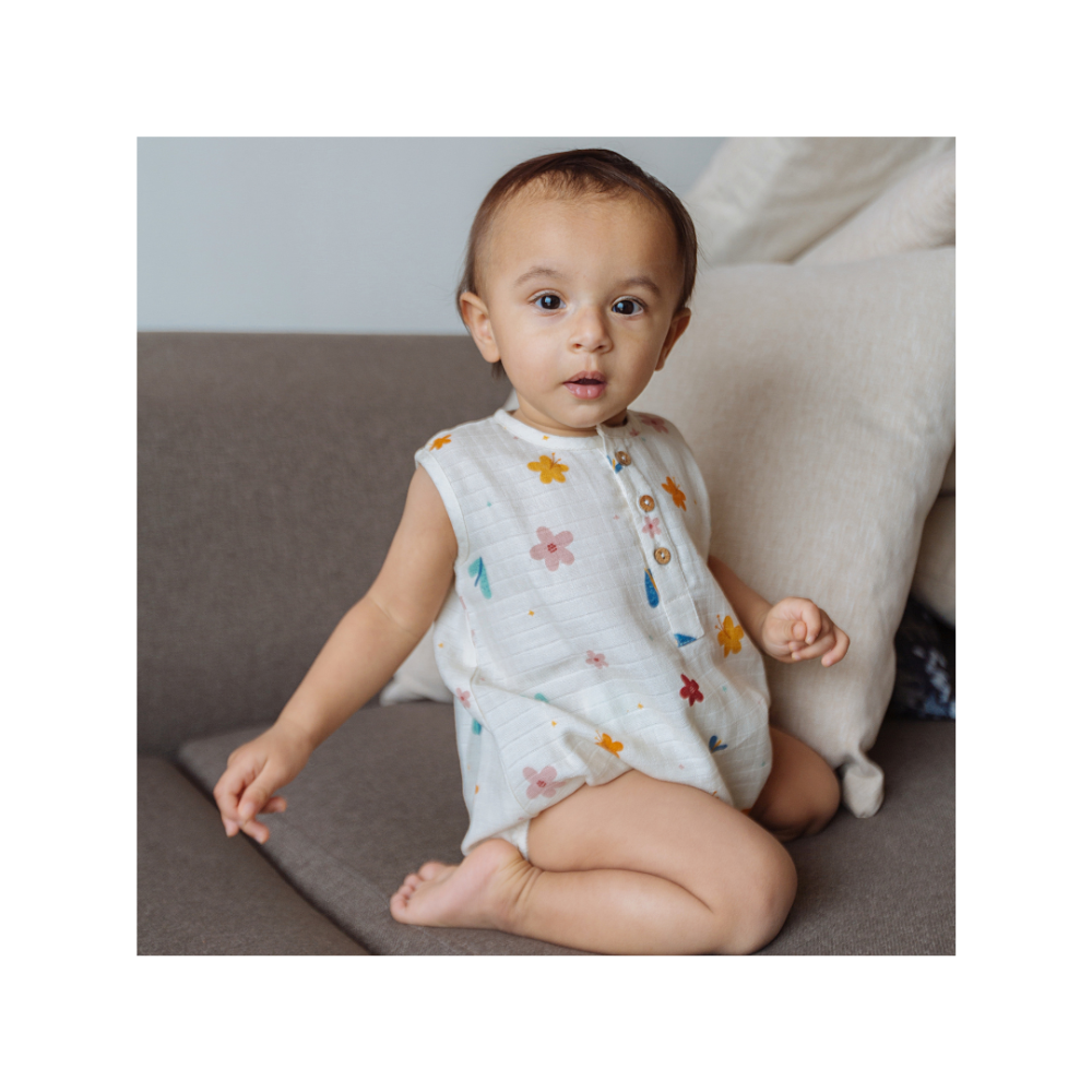 Dulaar Organic Muslin Romper - A World In Bloom