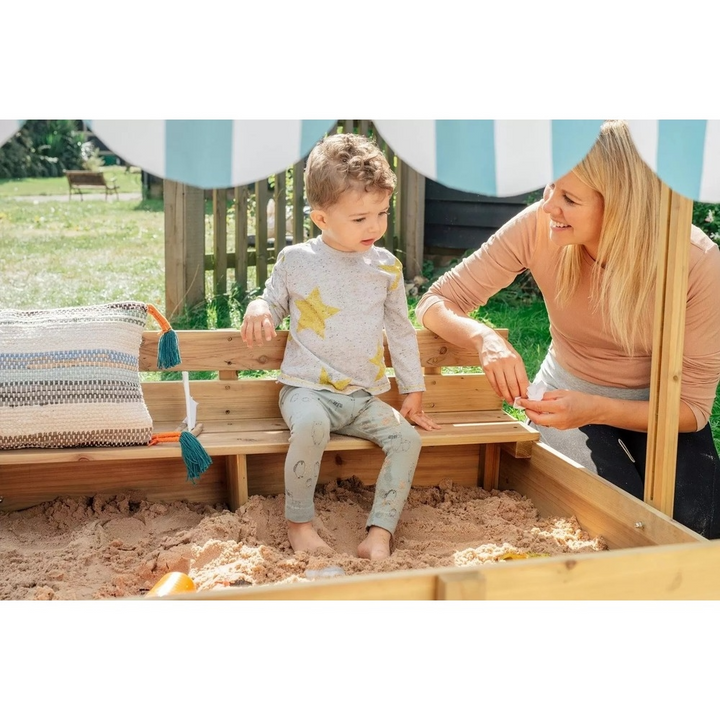 Plum Wooden Sandpit With Canopy - Natural