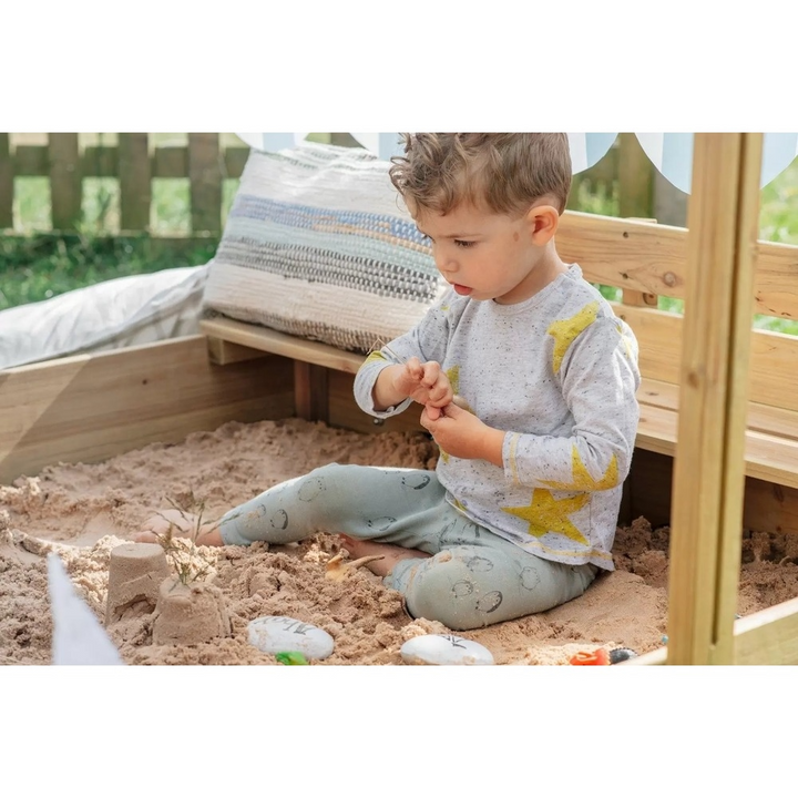 Plum Wooden Sandpit With Canopy - Natural