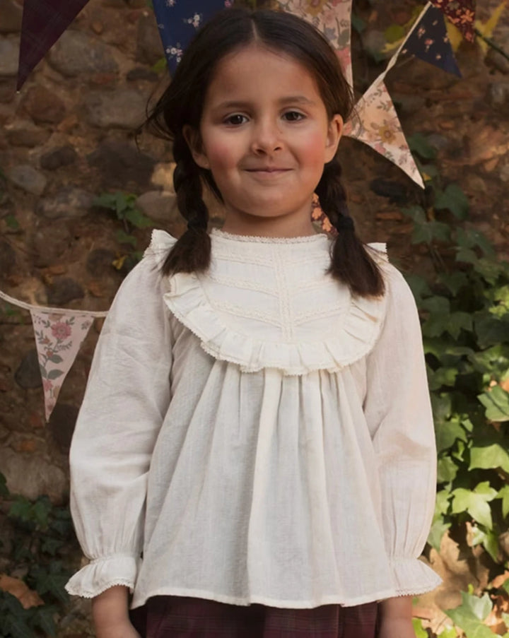 Early Sunday Lauren Blouse For Girls - Jeera Dobby Ecru
