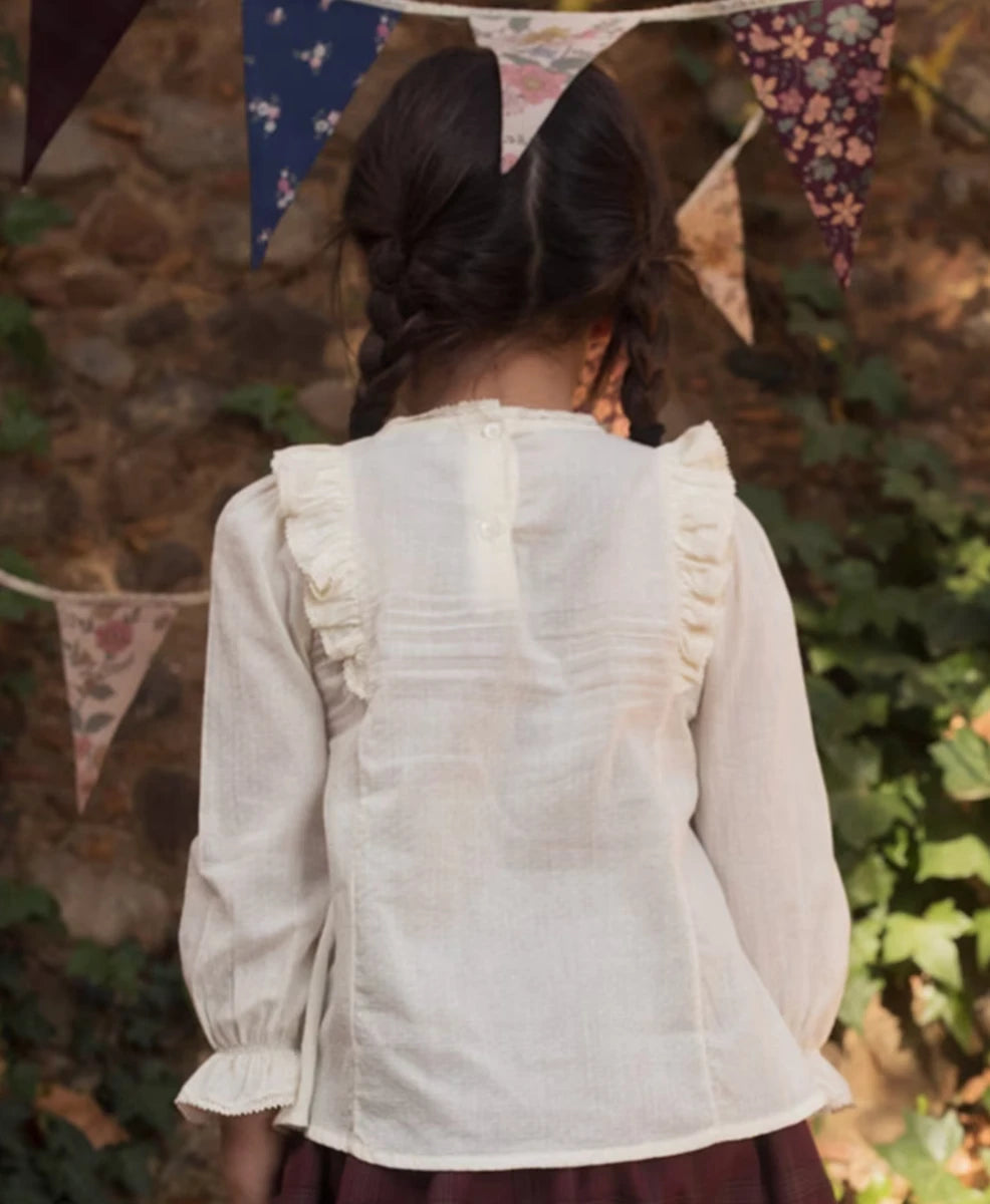 Early Sunday Lauren Blouse For Girls - Jeera Dobby Ecru