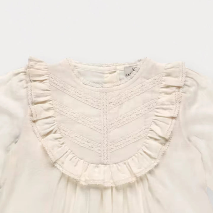 Early Sunday Lauren Blouse For Girls - Jeera Dobby Ecru
