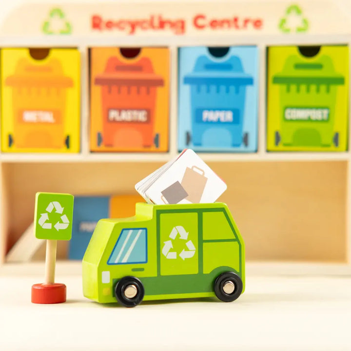 Playbox Tiny Trash Hub | Recycling Center &amp; Toy Truck Set