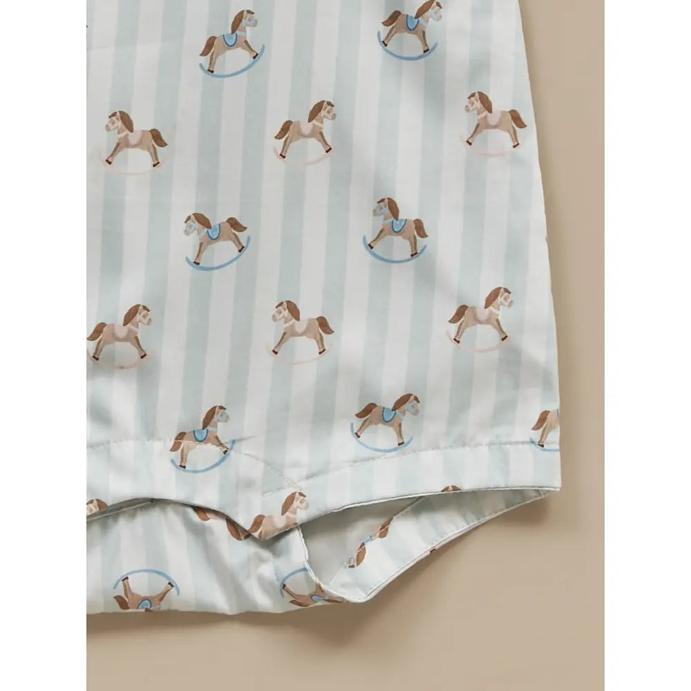 Liz Jacob Baby | Blue Cotton Kimono Romper | Rocking Horse