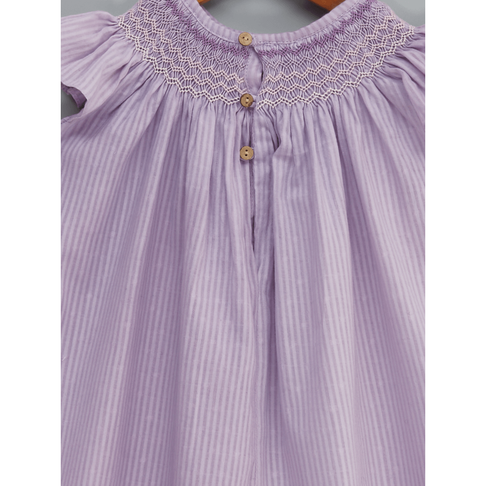 Liz Jacob Sweet Lavender Handwoven Cotton Dress – Hand Smocked