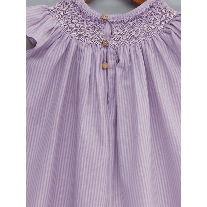 Liz Jacob Sweet Lavender Handwoven Cotton Dress – Hand Smocked
