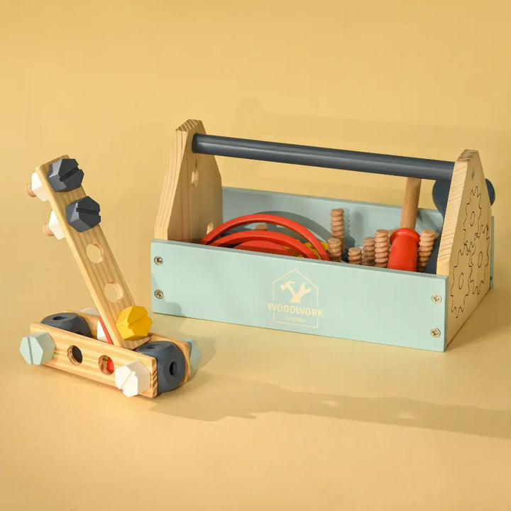 Playbox Pretend Play Toy Wooden Tool Kit - 31 pcs