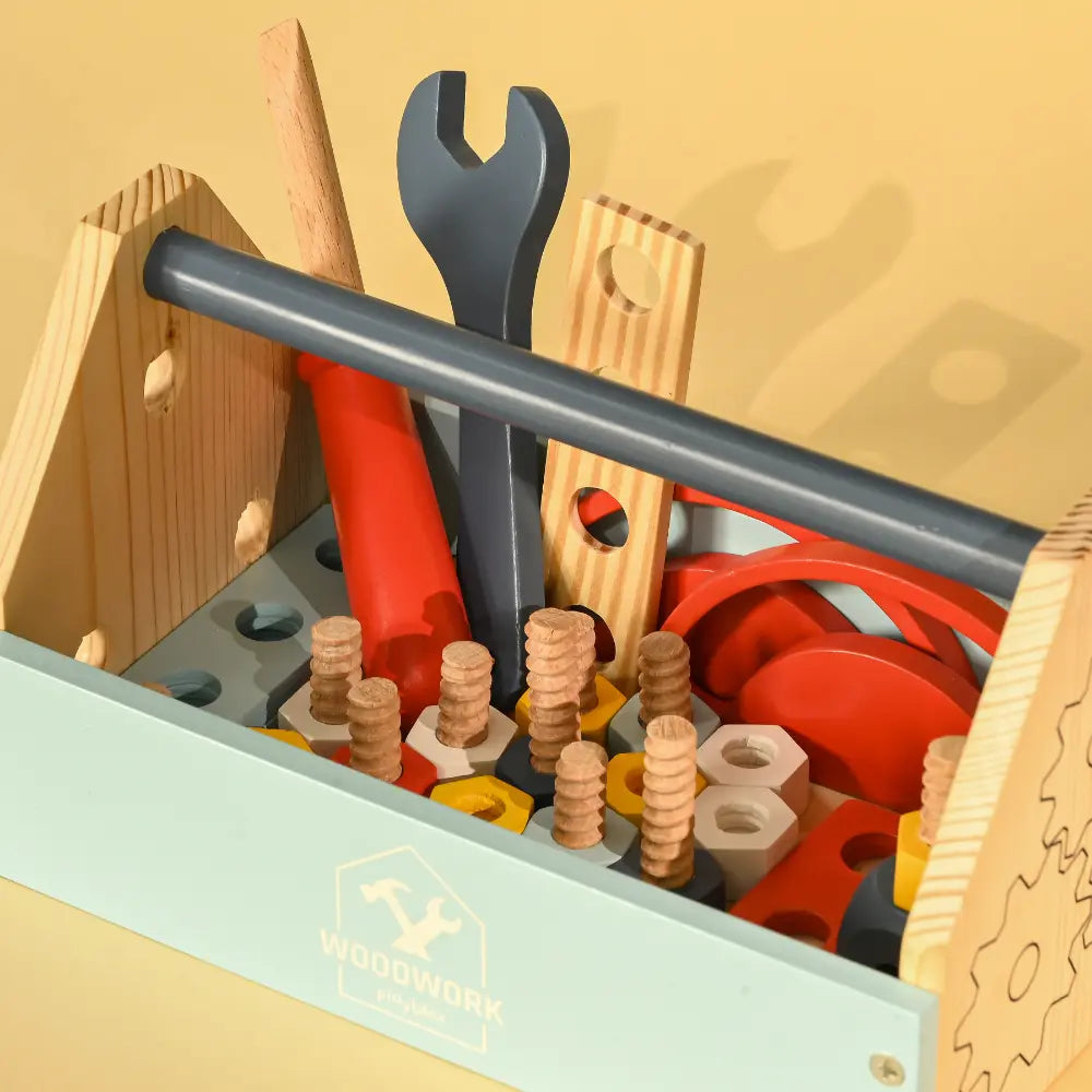 Playbox Pretend Play Toy Wooden Tool Kit - 31 pcs