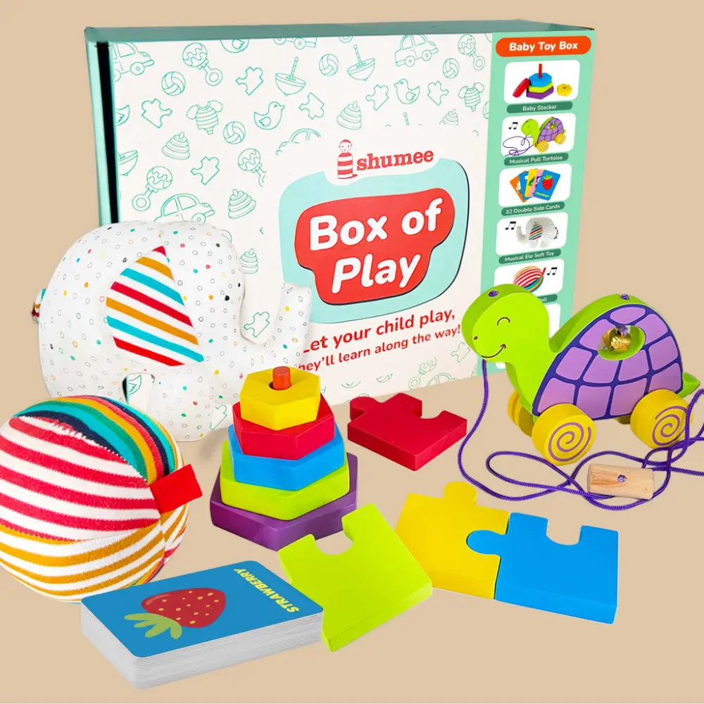 Shumee Wooden Learning Activity Box for Babies | (0-2 Years) | Montessori Sensory Toy | Shape Sorter &amp; Texture Board | Fine Motor Skill Development| Wooden Learning Toy | Gift for Kids