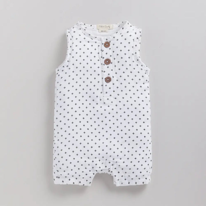 Cot &amp; Candy Baby Organic Muslin Half Romper-Cross Print