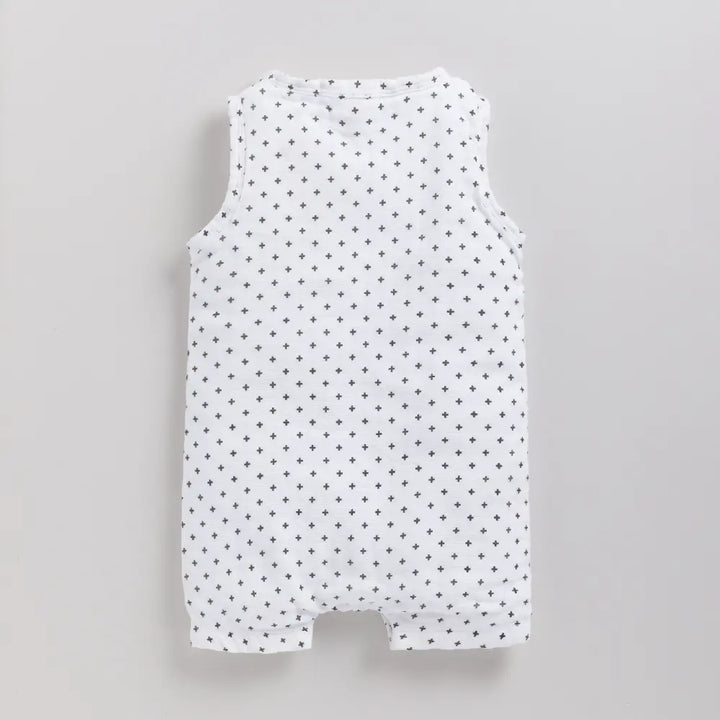 Cot &amp; Candy Baby Organic Muslin Half Romper-Cross Print
