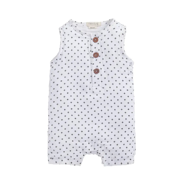 Cot &amp; Candy Baby Organic Muslin Half Romper-Cross Print