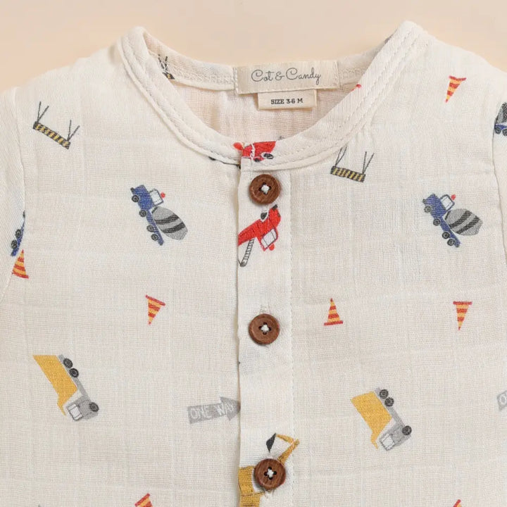 Cot &amp; Candy Baby Organic Muslin Jhabla Set-Construction