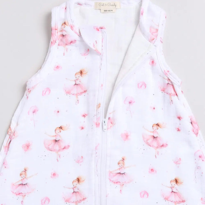 Cot &amp; Candy Baby Organic Baby Muslin Sleeping Bag-Ballerina