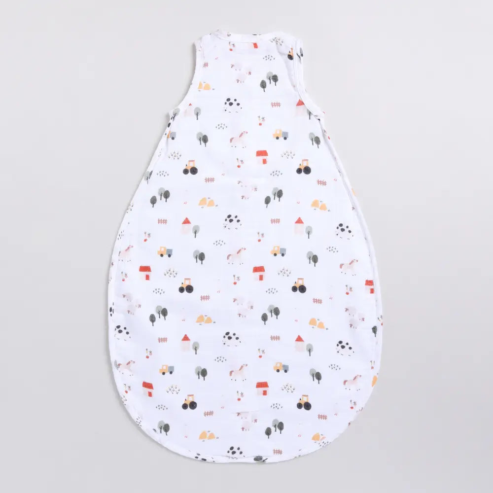 Cot &amp; Candy Baby Organic Baby Muslin Sleeping Bag-Farm Animals