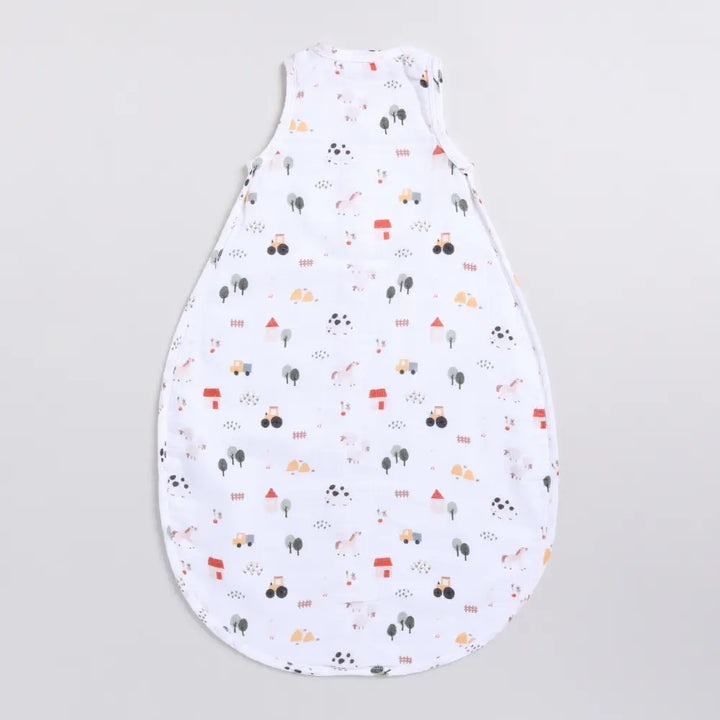 Cot &amp; Candy Baby Organic Baby Muslin Sleeping Bag-Farm Animals