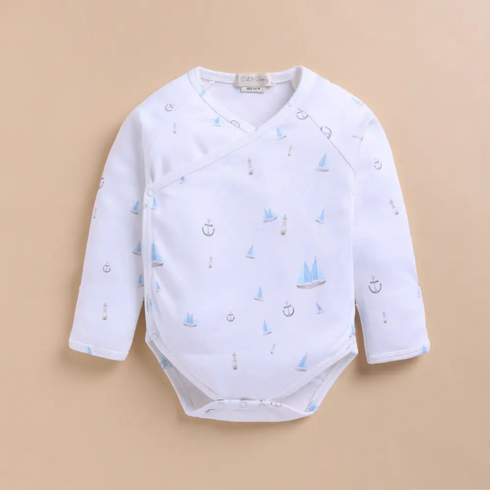 Cot &amp; Candy Organic Kimono Bodysuit - Sail Away Print