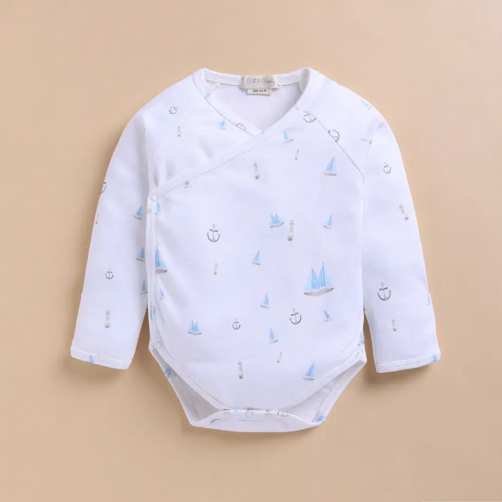 Cot &amp; Candy Organic Kimono Bodysuit - Sail Away Print