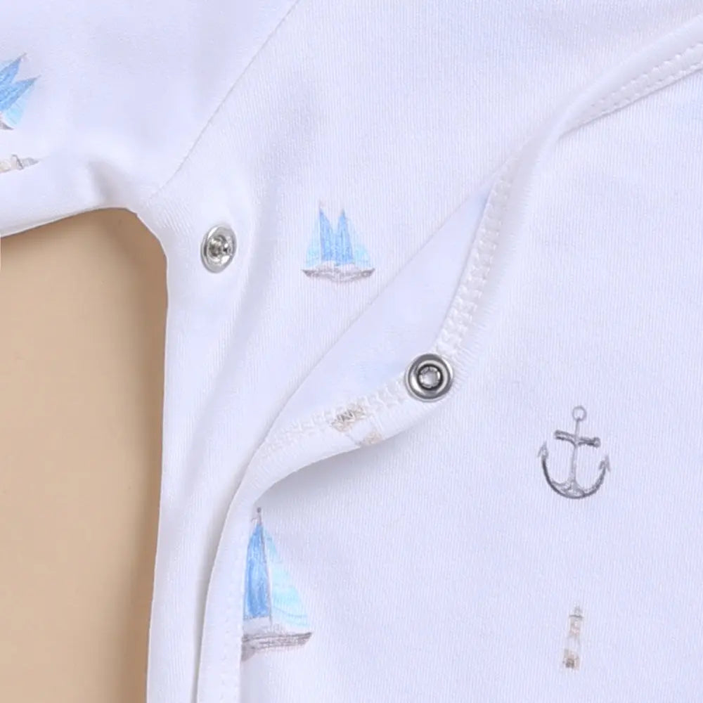 Cot &amp; Candy Organic Kimono Bodysuit - Sail Away Print