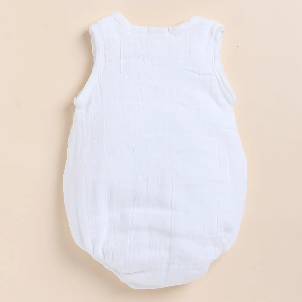 Cot &amp; Candy Baby Organic Muslin Bubble Romper-White