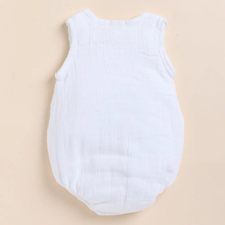 Cot &amp; Candy Baby Organic Muslin Bubble Romper-White