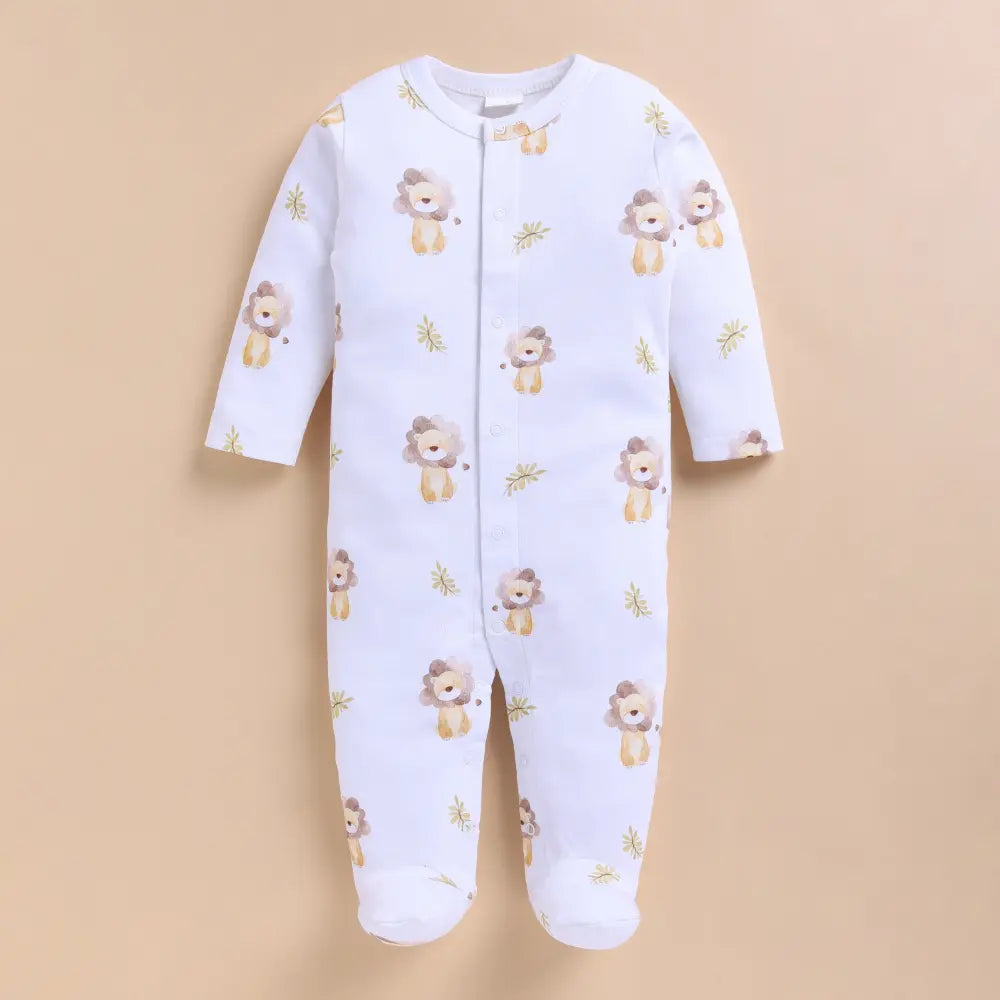 Cot &amp; Candy Organic Footed Sleepsuit With Snap - Little Roar