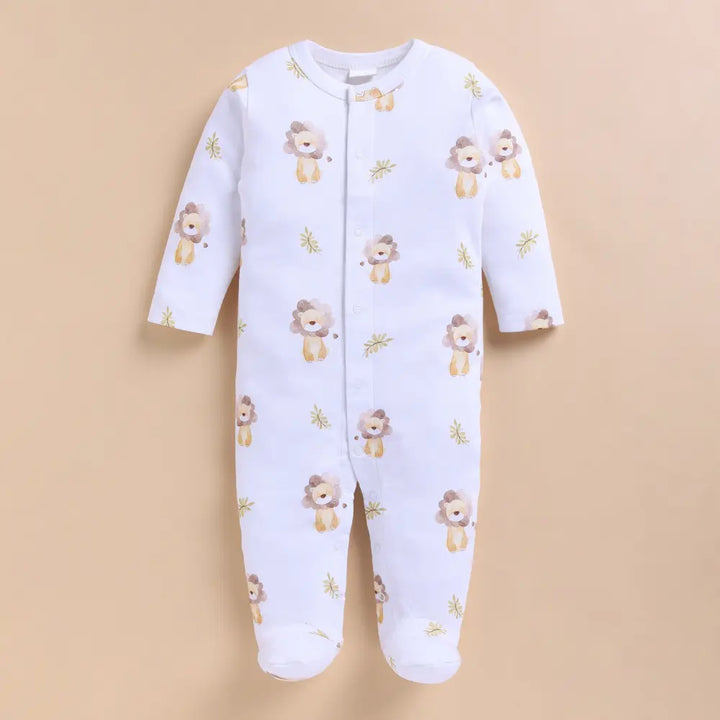 Cot &amp; Candy Organic Footed Sleepsuit With Snap - Little Roar