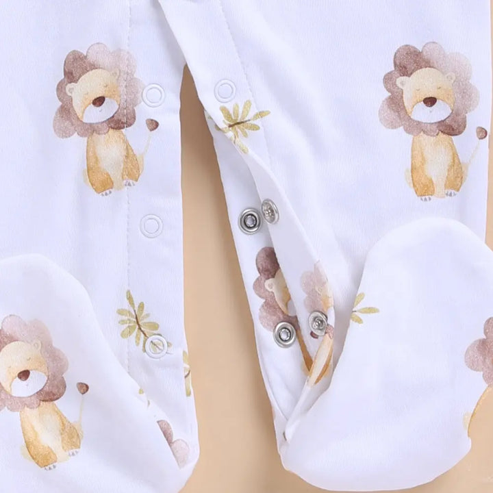 Cot &amp; Candy Organic Footed Sleepsuit With Snap - Little Roar