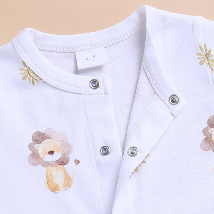 Cot &amp; Candy Organic Footed Sleepsuit With Snap - Little Roar