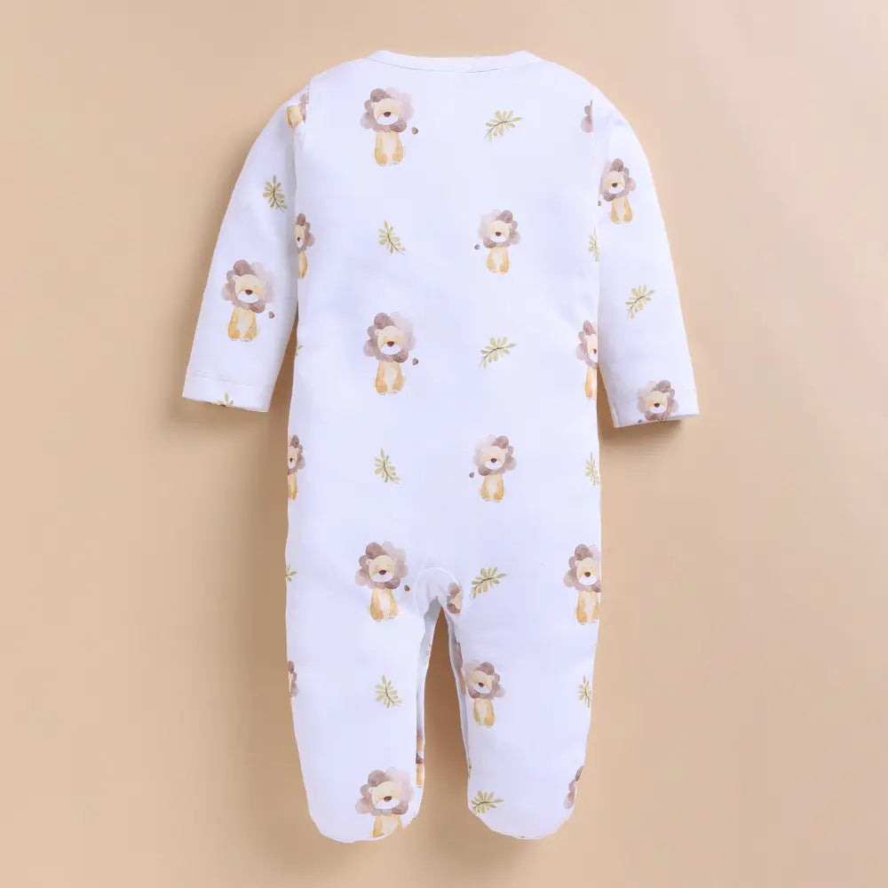Cot &amp; Candy Organic Footed Sleepsuit With Snap - Little Roar