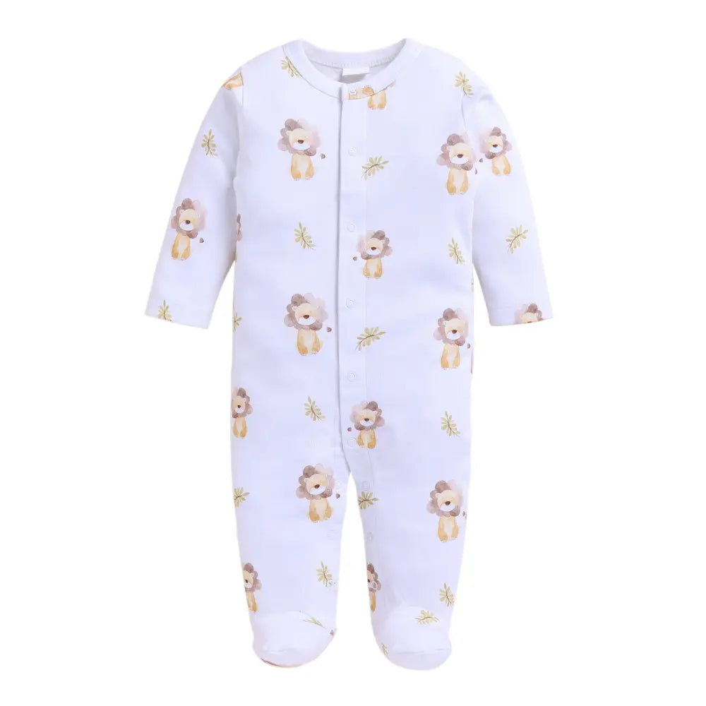 Cot &amp; Candy Organic Footed Sleepsuit With Snap - Little Roar