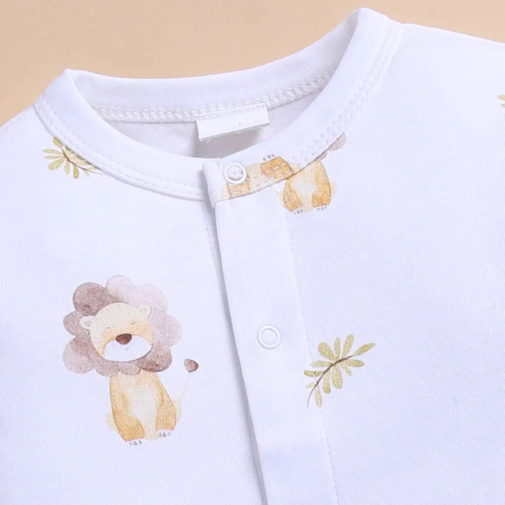 Cot &amp; Candy Organic Footed Sleepsuit With Snap - Little Roar