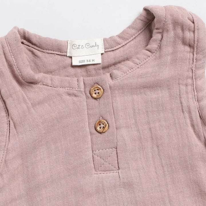 Cot &amp; Candy Baby Organic Muslin Bubble Romper-Blush Pink