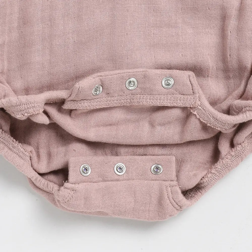 Cot &amp; Candy Baby Organic Muslin Bubble Romper-Blush Pink