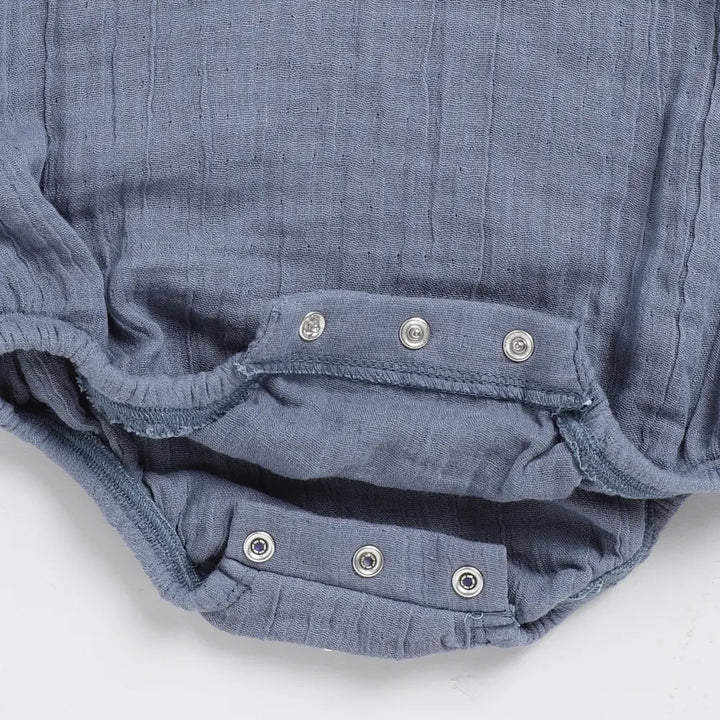 Cot &amp; Candy Baby Organic Muslin Bubble Romper-Aqua