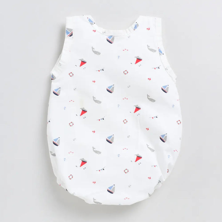 Cot &amp; Candy Baby Organic Muslin Bubble Romper-Nautica OR Boat