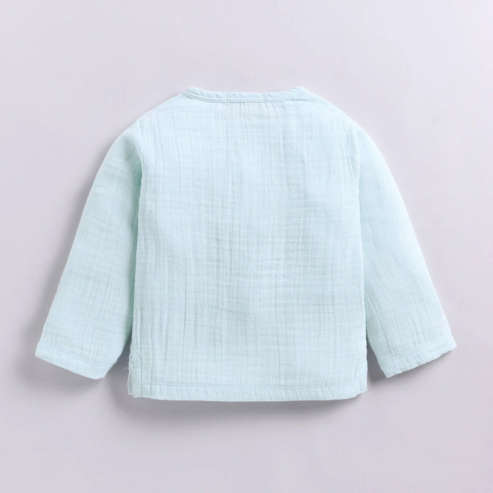 Cot &amp; Candy Baby Organic Muslin Long Sleeve Lounge Set - Sky Blue