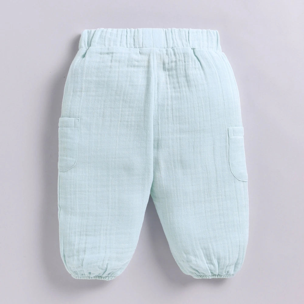 Cot &amp; Candy Baby Organic Muslin Long Sleeve Lounge Set - Sky Blue