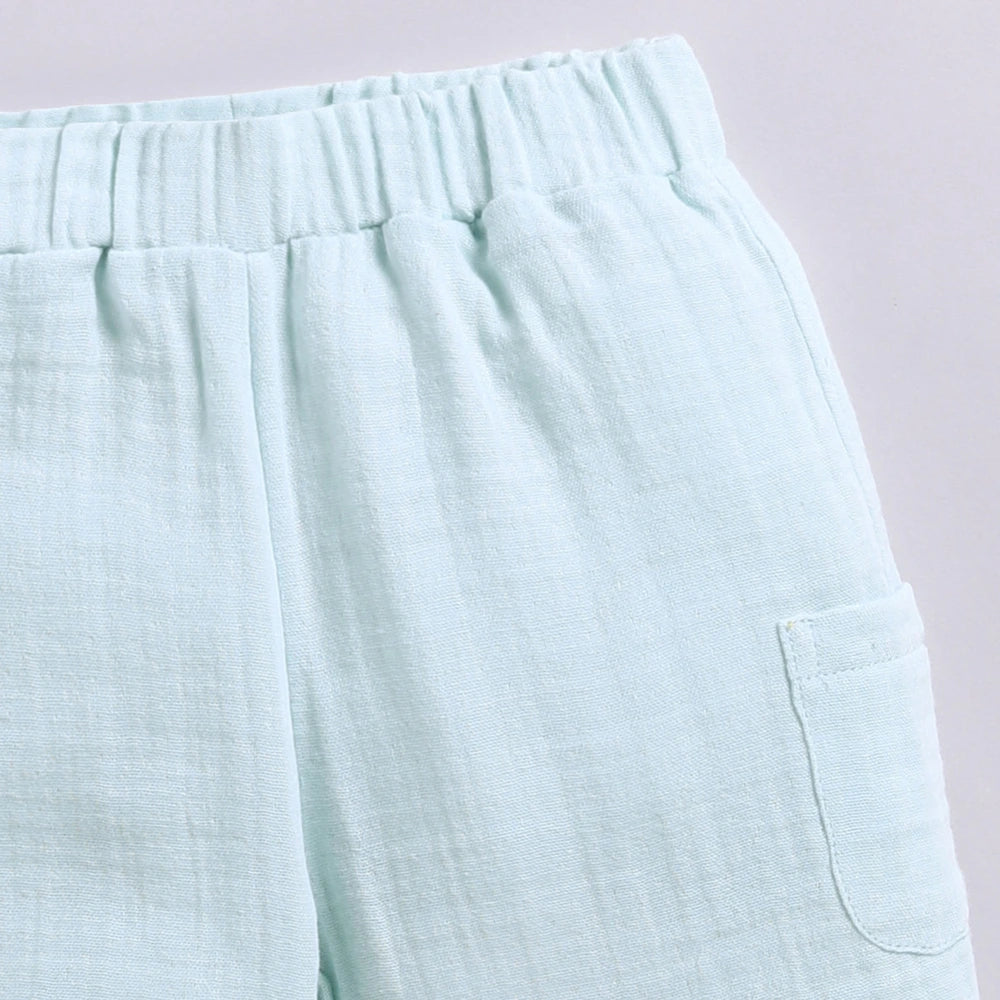 Cot &amp; Candy Baby Organic Muslin Long Sleeve Lounge Set - Sky Blue