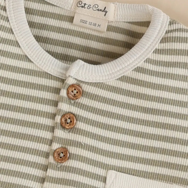 Cot &amp; Candy Baby Organic Short Sleeve T-shirt with Shorts - Dewkist Stripe