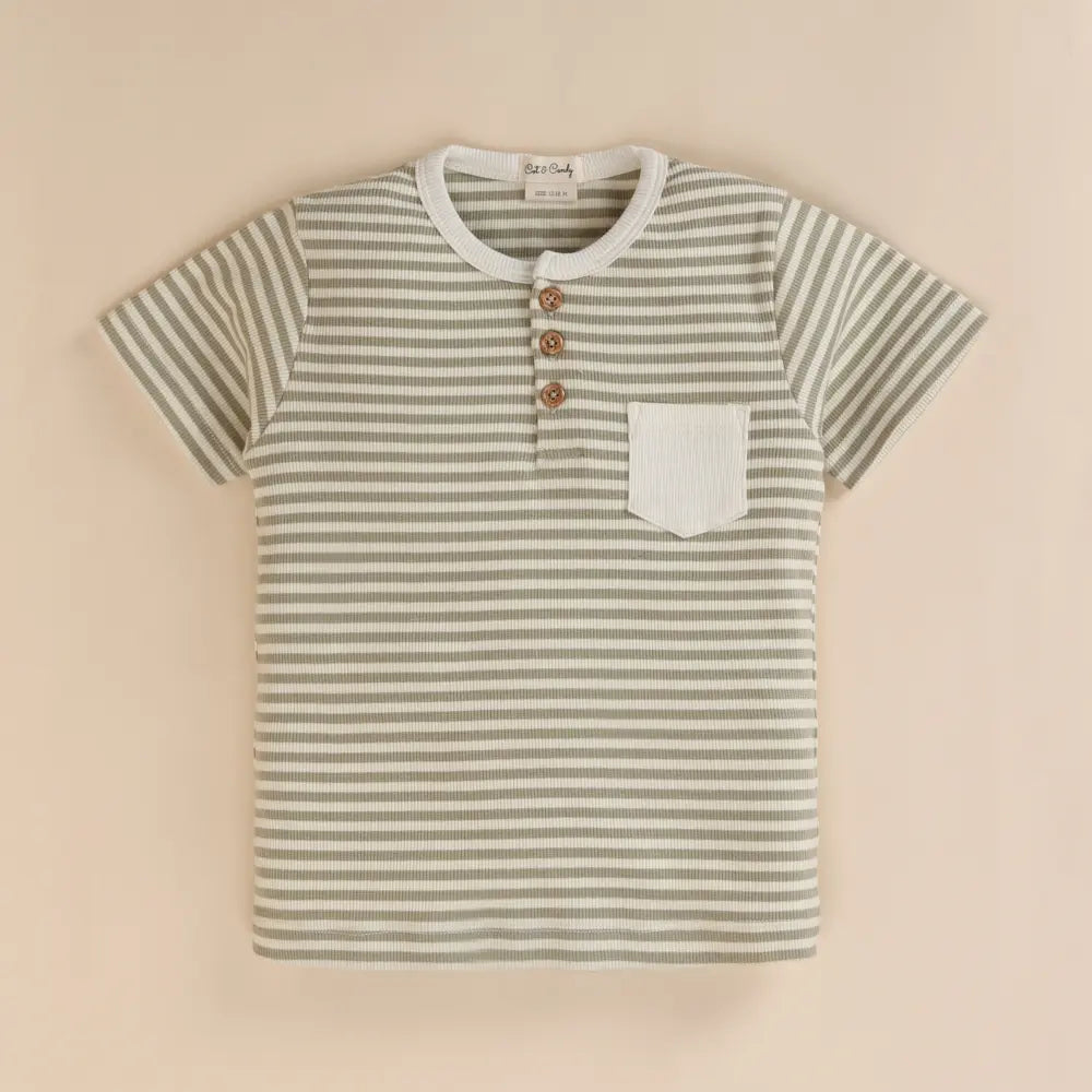 Cot &amp; Candy Baby Organic Short Sleeve T-shirt with Shorts - Dewkist Stripe