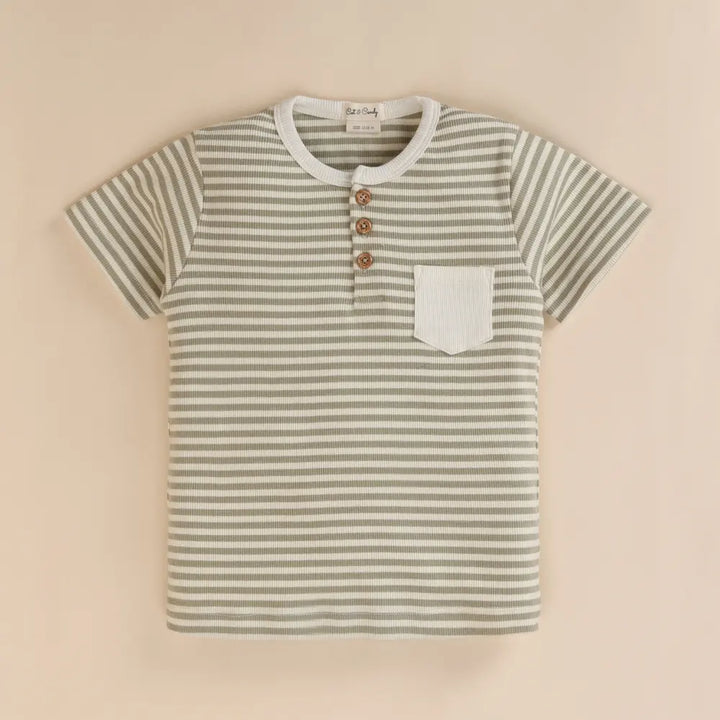 Cot &amp; Candy Baby Organic Short Sleeve T-shirt with Shorts - Dewkist Stripe