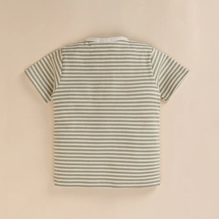 Cot &amp; Candy Baby Organic Short Sleeve T-shirt with Shorts - Dewkist Stripe