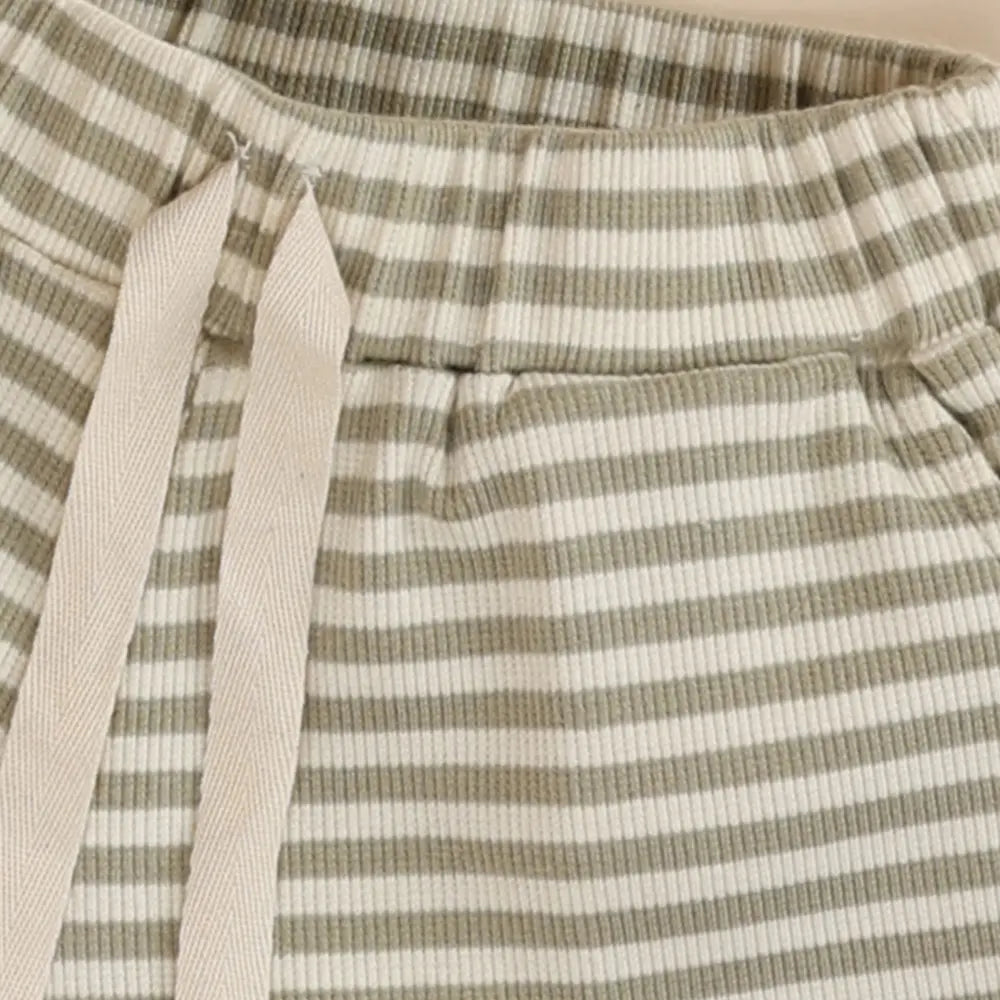 Cot &amp; Candy Baby Organic Short Sleeve T-shirt with Shorts - Dewkist Stripe