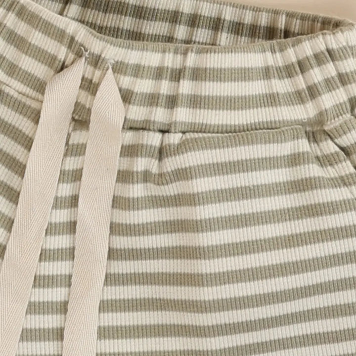 Cot &amp; Candy Baby Organic Short Sleeve T-shirt with Shorts - Dewkist Stripe