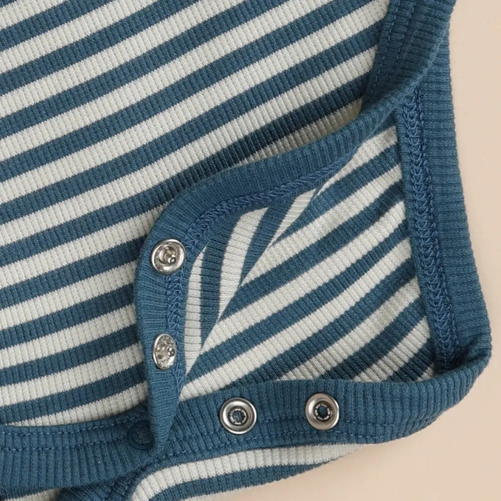 Cot &amp; Candy Baby Organic Short Sleeve Bodysuit - Teal Stripe