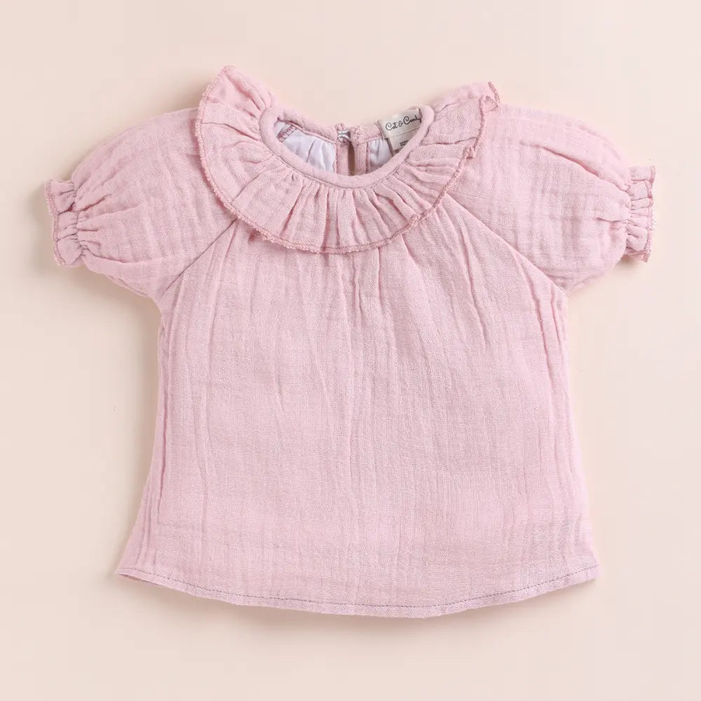 Cot &amp; Candy Baby Muslin Bloomers With Frill Top - Blush Pink